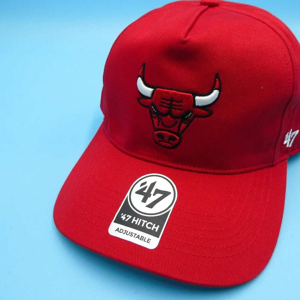 '47 Brand Cap Youth One‎ Size Hitch Chicago Bulls Red Snapback Hat NBA Cotton